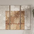 Three Framed Wall Panels Featuring Floral Patterns Bird Motifs And Green Plant