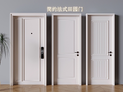 Simple Pastoral Interior Door Pastoral Single Door Bedroom Swing Door Smart Door Lock Swing Door 3d model