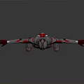 Futuristic Red And Silver Armored Character As Cybernetic Creature With Outstretched Arms