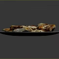 Golden Brown Crispy Pan Fried Dumplings Stacked On White Plate