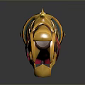 Decorative Fantasy Weapon with Golden Blue Red Ornate Design Spiked Details and Intricate Patterns