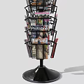 Rotating Multi Tiered Magazine Display Rack with Assorted Magazines for Retail Store 3d model