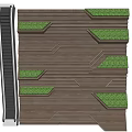 Wooden Stairs With Green Plants On Steps And Side Handrail Design