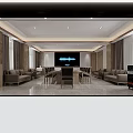 Elegant Modern Conference Room Interior With Large Table Chairs Sofas And Artwork 3d model