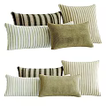 Cozy Decorative Throw Pillows With Striped Design And Green Beige Brown Tones