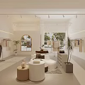 Warm Cream Tone Clothing Store Interior With Neat Garment Display And Elegant Comfortable Furnishings