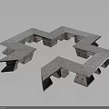 Modern Geometric Modular Furniture With Interconnected White Surface Sections And Sturdy Supports
