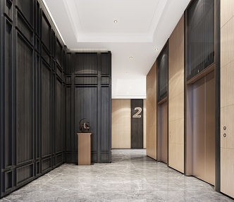 Modern Elevator Hall Entrance Corridor Public Area Characteristic Office Building Entrance 3d model