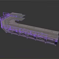 Industrial Metal Platform Structure With Railings And Multiple Walkway Sections