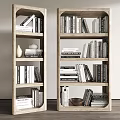 Minimalist Modern Wooden Bookcase With Open Shelves Books Decorative Vase And Bowl