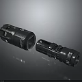 Weapon Muzzle Devices In Metallic Black With Porous Structure And Durable Build 3d model