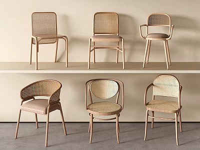 Single Chairs With Modern Wicker And Wooden Designs For Stylish Home Decor 3d model