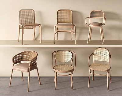 Single Chairs With Modern Wicker And Wooden Designs For Stylish Home Decor 3d model