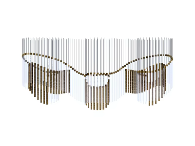 Modern Chandelier With Wavy Metal And Glass Design For Interior Decoration 3d model