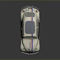 Vintage White Beetle Car With Red And Blue Stripes And Number 53