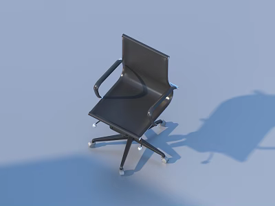 Modern Black Office Chair with Armrests and Rolling Wheels Design 3d model
