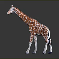 Giraffe Figurine With Orange And White Patches And Blue Hooves On Gray Background