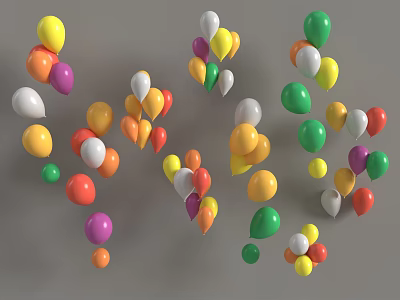 Colorful Balloons in Various Bright Colors Floating in Air for Party Decorations 3d model