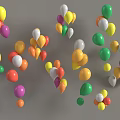 Colorful Balloons in Various Bright Colors Floating in Air for Party Decorations