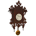 Ornate Traditional Wooden Carved Clock with Roman Numerals and Pendulum