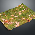 Green Moss Mat With Orange And Red Fallen Leaves Natural Plant Textured Surface Decor
