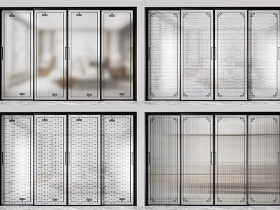 New Chinese style sliding door glass sliding door 3d model