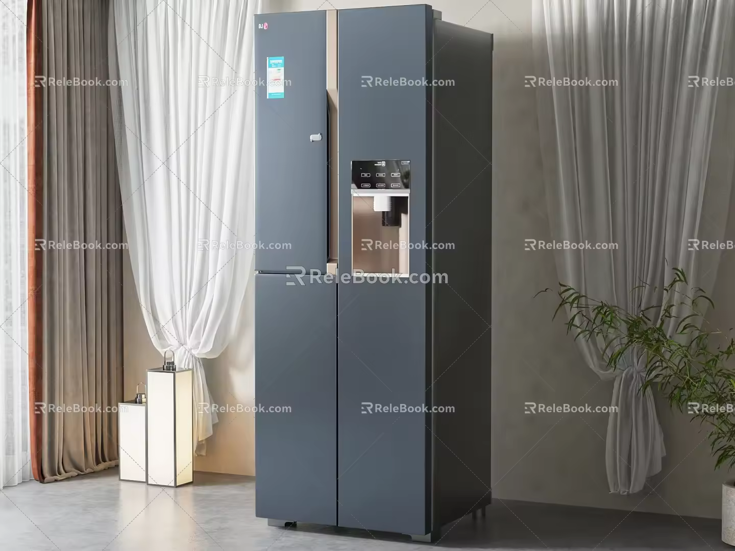 Modern Refrigerator Double Open Refrigerator 3d model