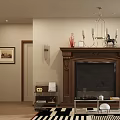 Classic Living Room Interior With Chandelier Decorative Paintings Sofa And Black White Rug