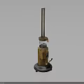Vintage Golden Metal Oil Lamp With Slender Top And Round Base On Dark Background