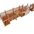 Wooden Playground Equipment With Multi Level Platform Slide And Climbing Frame 3d model