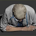 Woman Doctor in White Coat with Stethoscope and Crossed Arms on Gray Background