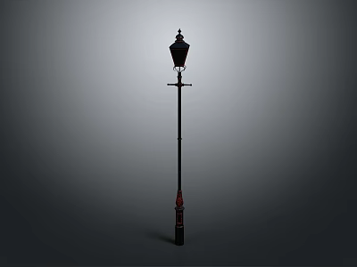 Traditional Street Lamp Structure With Ornate Top And Decorative Lamp Post 3d model