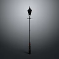Traditional Street Lamp Structure With Ornate Top And Decorative Lamp Post