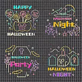 Halloween Decorative Lights With Neon Pumpkin Spider Web Tombstone Skull Designs For Party Night