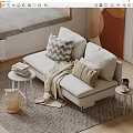 modern double sofa cream double sofa 3d model