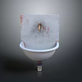 Vintage White Bathroom Sink With Copper Faucet And Chipped Paint Design