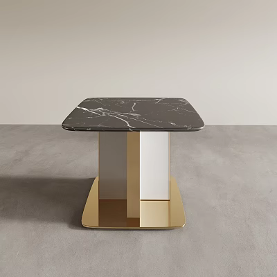 Elegant Modern Black Marble Top Gold Metal Base Sleek Side Table Design 3d model