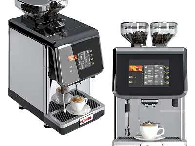 Smart Coffee Machines with Digital Display and Dual Coffee Bean Containers Brewing Fresh Coffee Cups 3d model