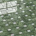 Green Mosaic Floor Tiles With Polished Marble Surface And Geometric Pattern 3d model