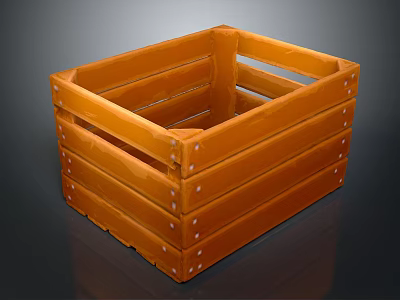 Sturdy Wooden Storage Crate With Slatted Design For Home Organization 3d model