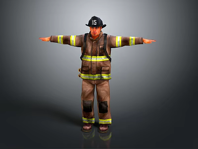 High Quality Fire Safety Suit With Black Helmet Full Body Design For Home Protection 3d model