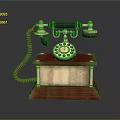 Vintage Telephone With Red Wooden Base Gold Accents And Eagle Carving
