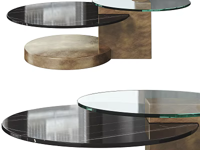 Modern Coffee Table With Glass Top And Metal Frame Design For Living Room 3d model