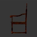 Antique Wooden Chair With Carved Details Ornate High Backrest And Armrests