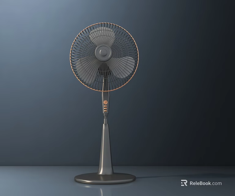 Modern Stand Fan With Metallic Grid Blades And Stable Base Design 3d model 