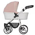 Stylish Baby Stroller With Pink Canopy White Body And Black Accents
