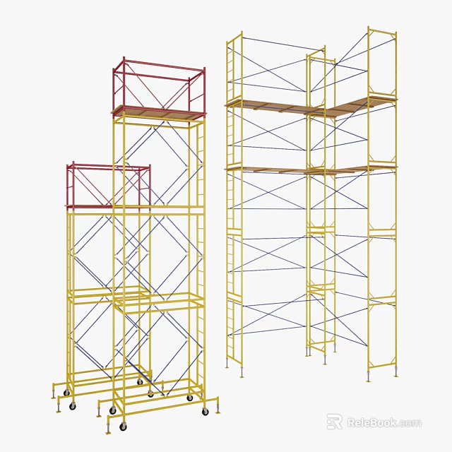Multi Level Metal Scaffolding Systems With Safety Platforms For Construction Use 3d model 