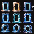 2D Portal Pendants with Glowing Frames and Various Geometric Decorative Hanging Accessories