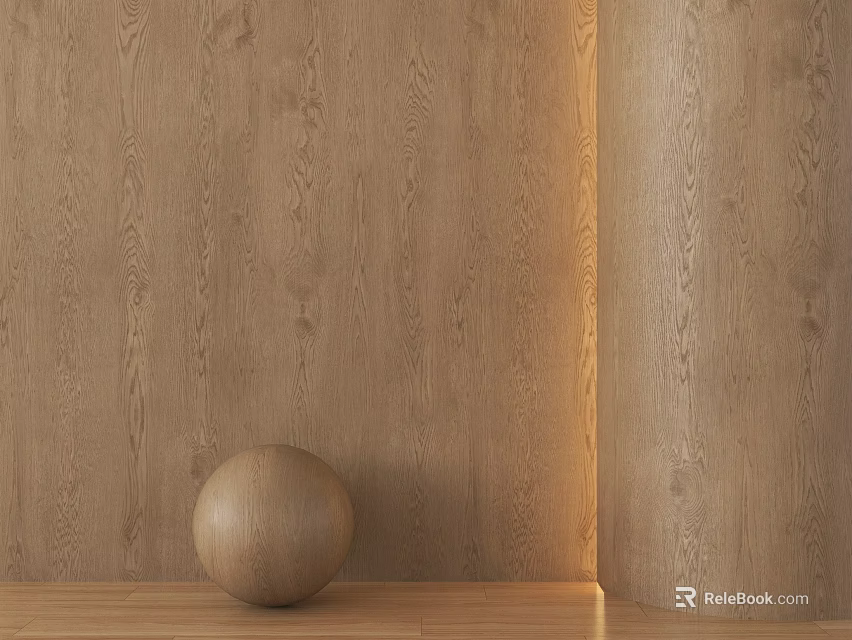 Wooden Interior Design With Light Brown Wall Floor And Sphere Decoration 3d model 