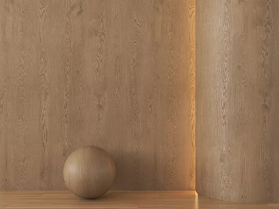 Wooden Interior Design With Light Brown Wall Floor And Sphere Decoration 3d model